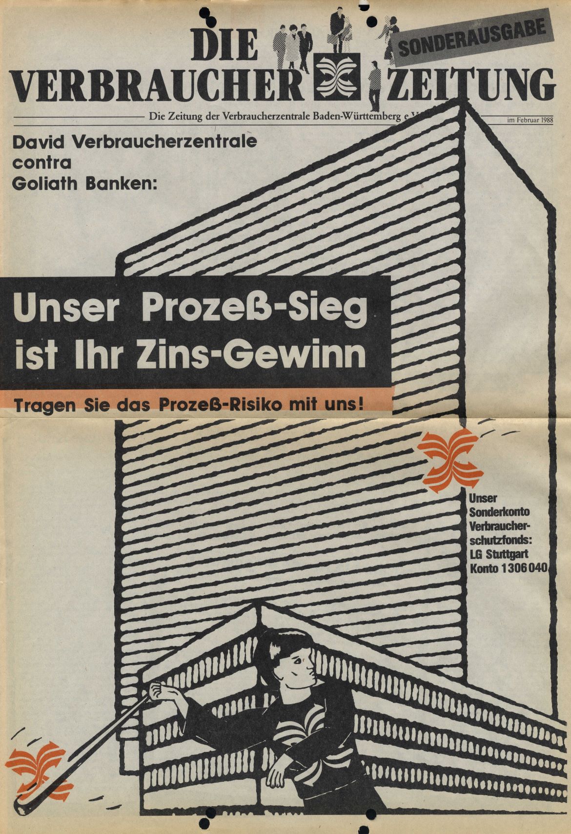 junger Mann schwingt einen Stock vor einem Hochhaus