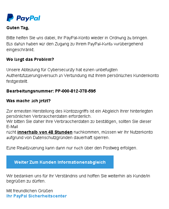 Phishing-Mail PayPal