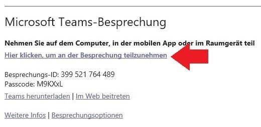 E-Mail mit Link zur Besprechung