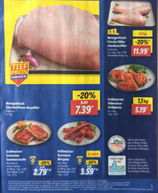 Lidl-Prospekt mit beanstandeter Preisangabe für Hähnchen