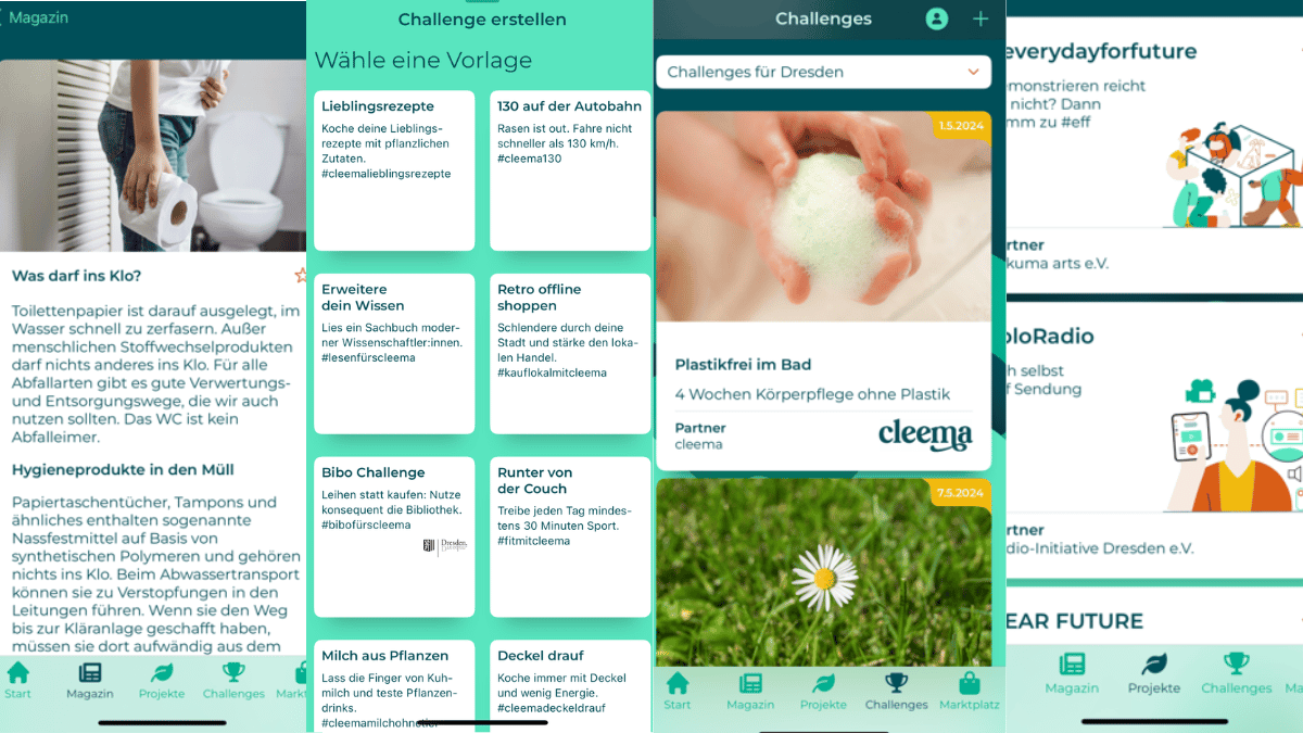 Screenshots der App Cleema