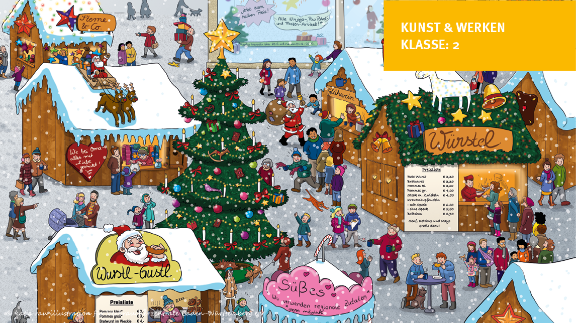 Unterrichtsmaterial "Wimmelbild Auf dem Weihnachtsmarkt