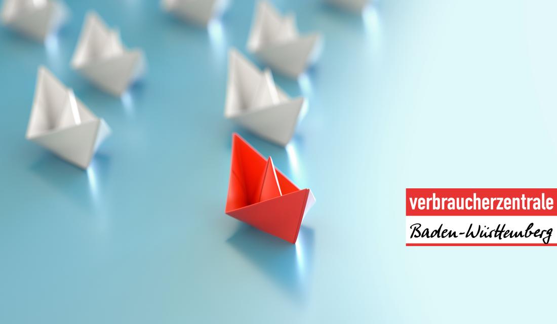 rotes Papierschiffchen und Logo VZ