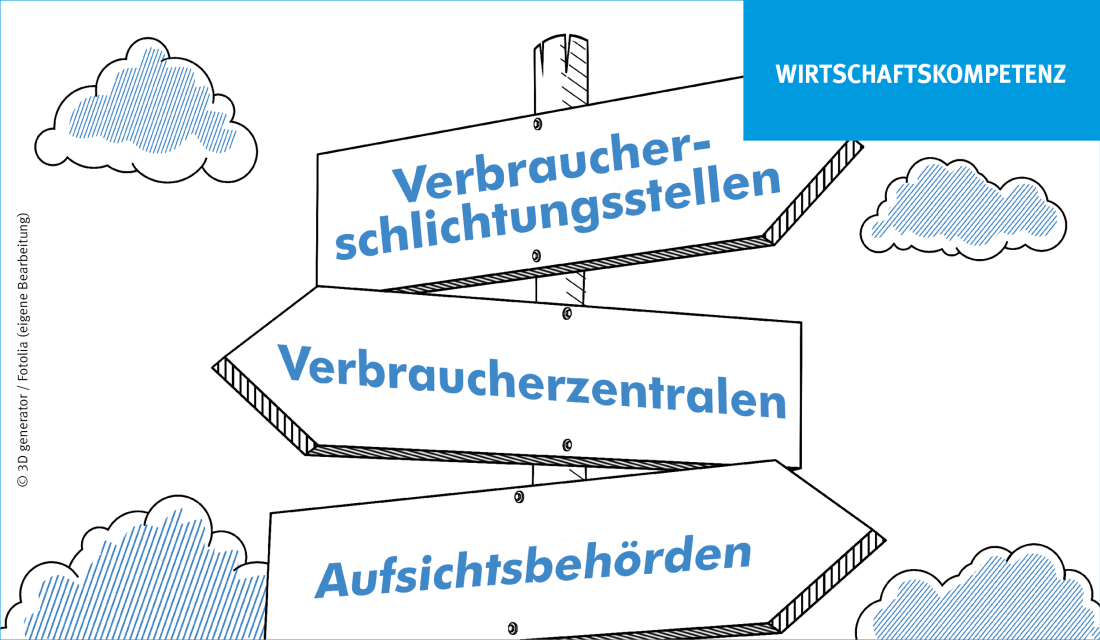 Wegweiserschilder zum Verbraucherschutz