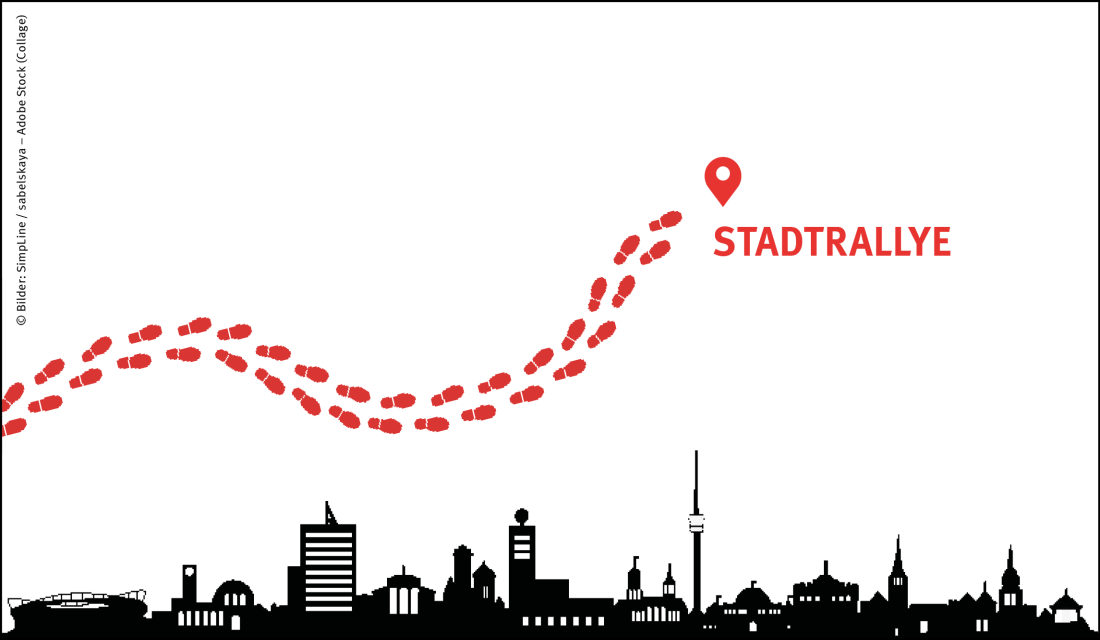 Fußspuren vor Stuttgart Skyline