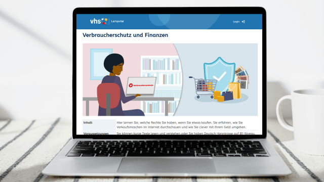 vhs-Lernpotal auf einem Laptop