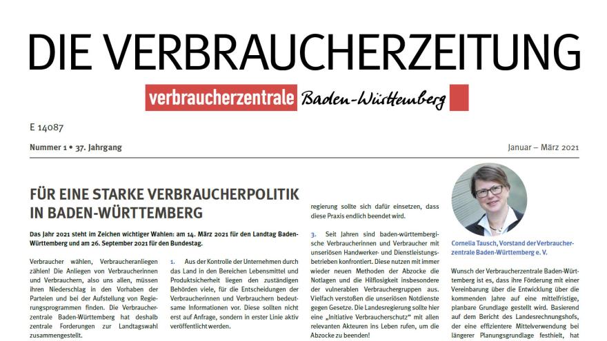Titel der Verbraucherzeitung Januar bis März 2021