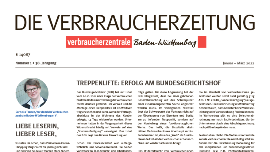 Verbraucherzeitung 1 / 22 Titel
