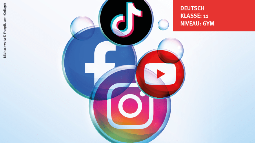 Icons verschiedener sozialer Netzwerke, eingeschlossen in Seifenblasen