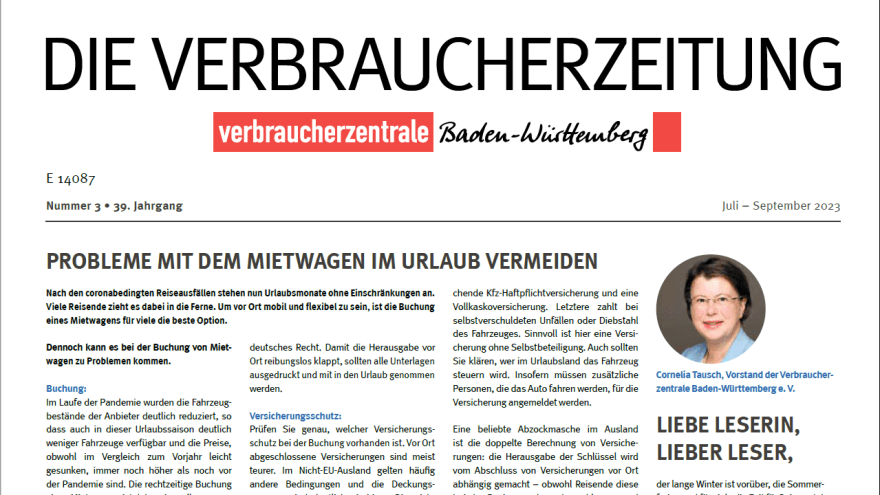 Titelseite der aktuellen Verbraucherzeitung