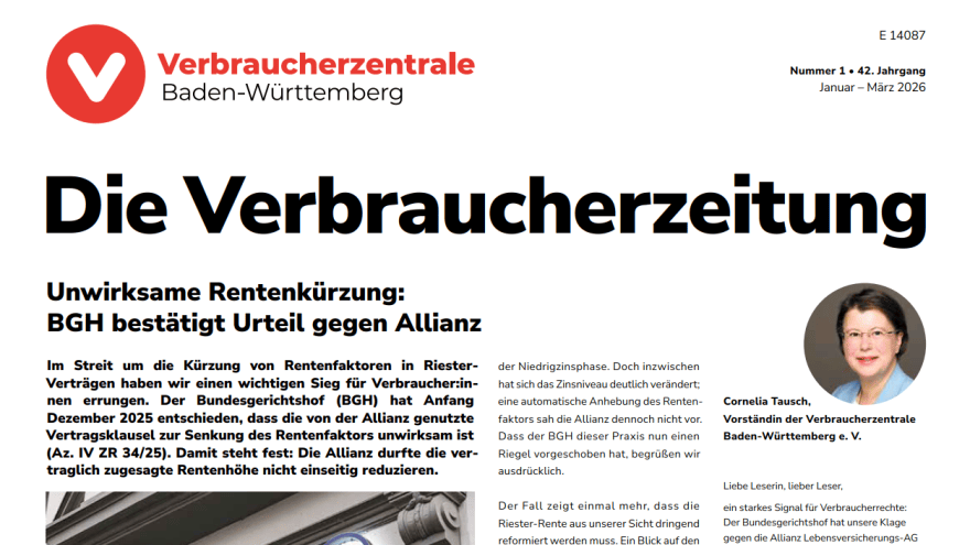 Titelseite der Verbraucherzeitung 1/26