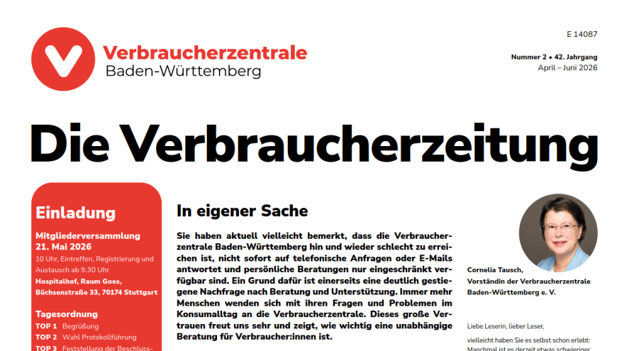 Titelseite der Verbraucherzeitung 2/26
