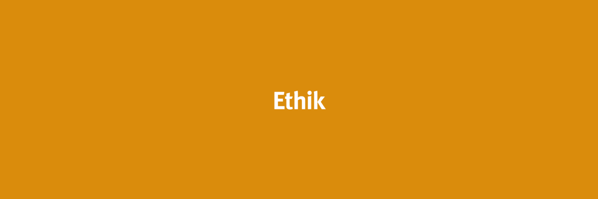 Oranger Hintergrund mit Schriftzug Ethik