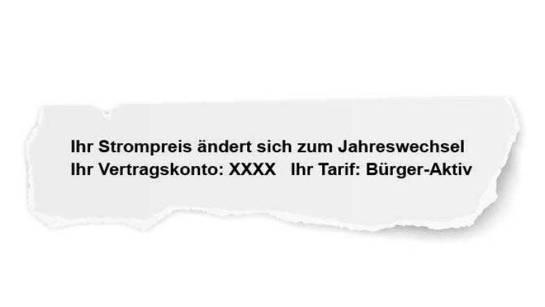 Papierschnipsel mit Betreff eines Anschreibens vom Stromanbieter