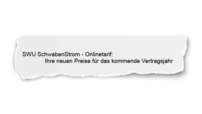 Papierschnipsel mit Betreff eines Anschreibens vom Stromanbieter