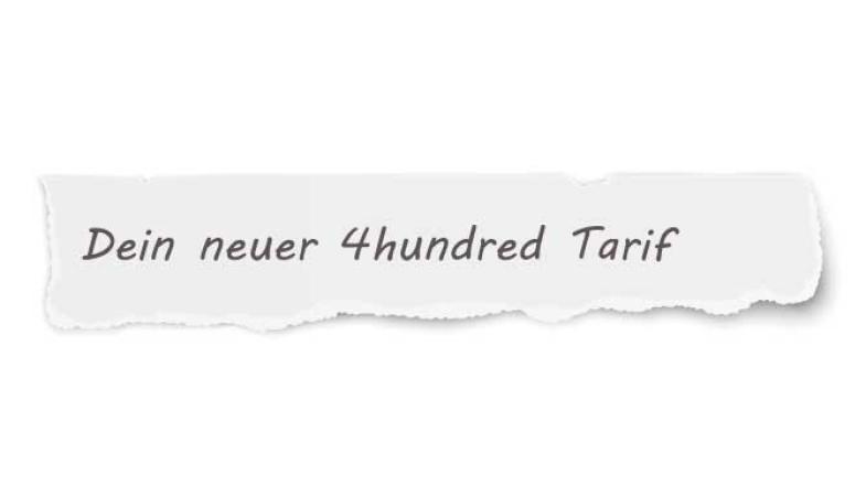 Betreffzeile aus Preiserhöhungsschreiben "Dein neuer 4hundred Tarif""