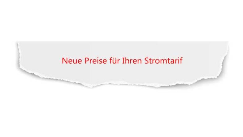 Betreffzeile aus Preiserhöhungsschreiben "Neue Preise für Ihren Stromtarif"