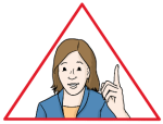 Grafik: Frau mit erhobenem Zeigefinger in rotem Warndreieck