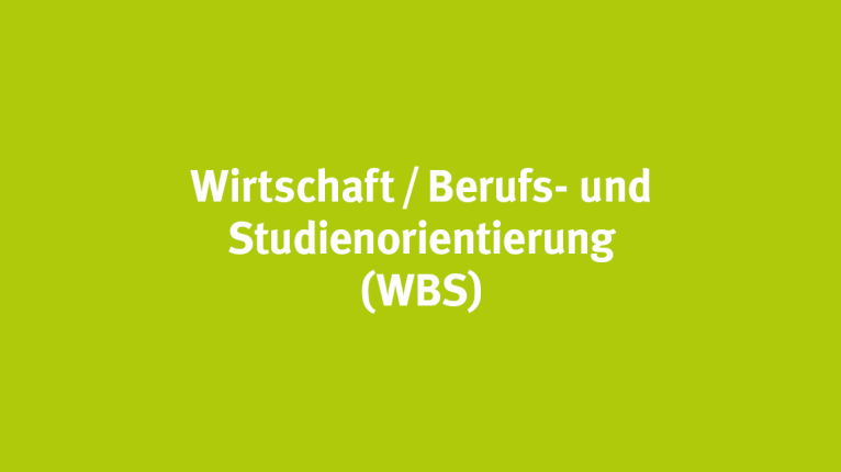 Hellgrüner Hintergrund mit Schriftzug Wirtschaft, Studien- und Berufsorientierung