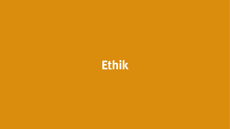 Oranger Hintergrund mit Schriftzug Ethik
